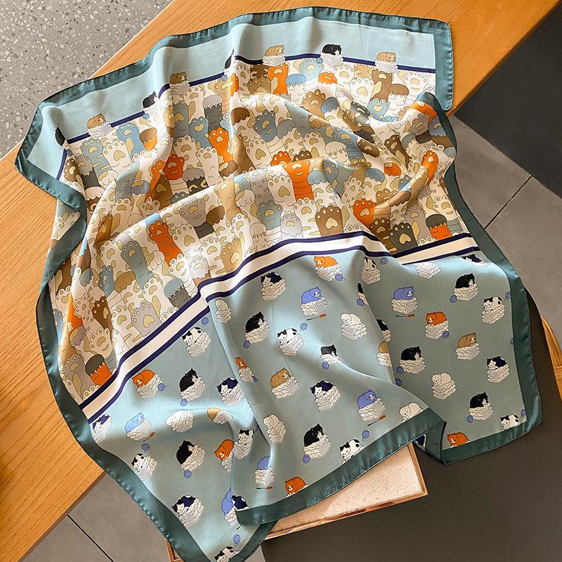 Elegant Floral Scarf for Lady Fashion Square Silk Neck Kerchief Bandana Foulard Soft Hairbands Women  New Bufanda