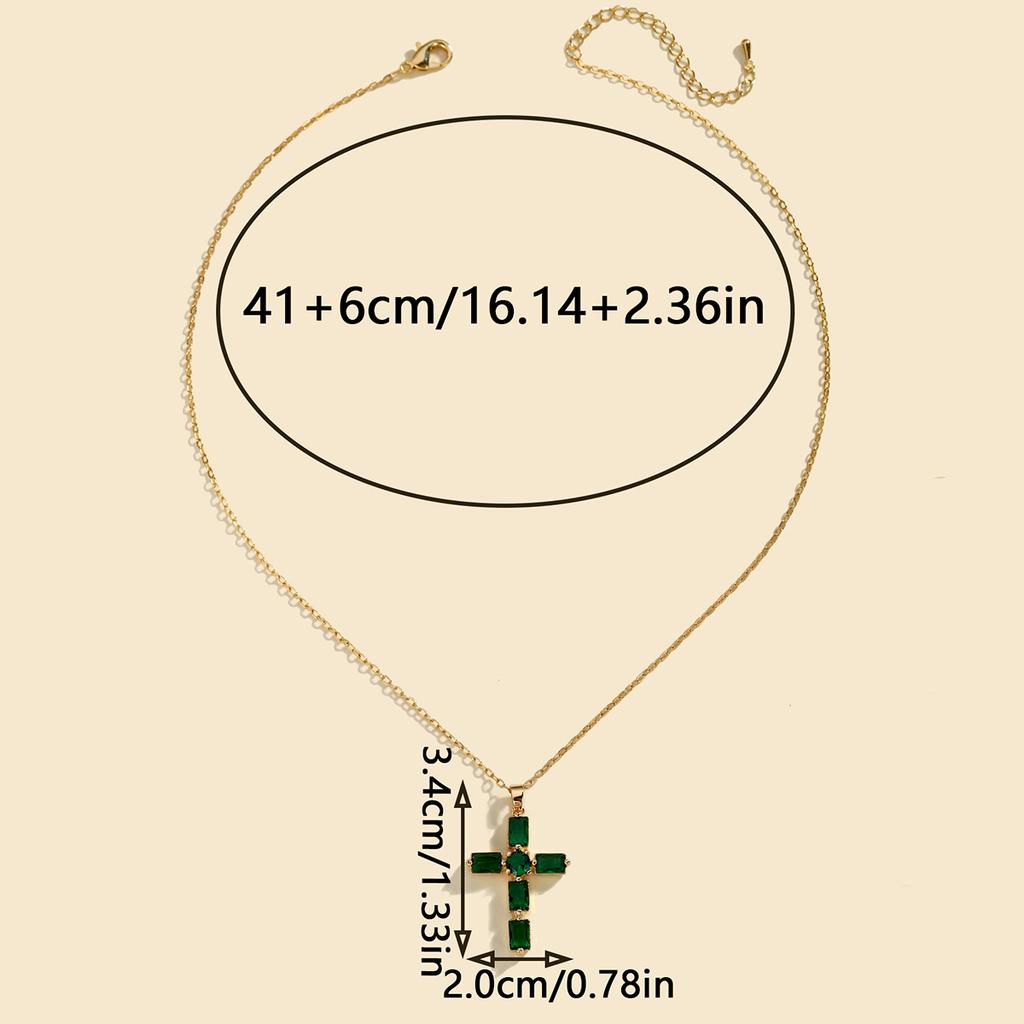 Collana Ciondolo Croce Multi Colore Zirconia Cubica Semplice Moda Collana Placcata Oro Croce di Cristallo