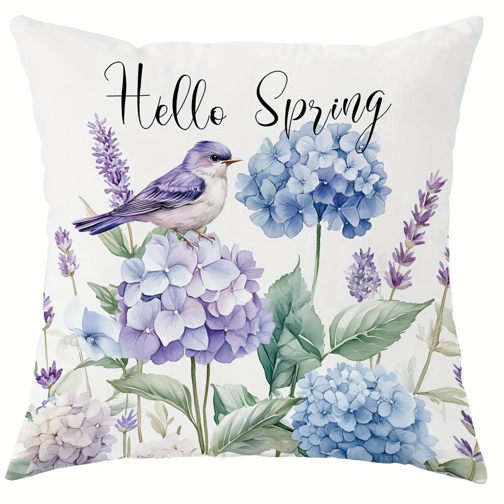 

Purple flower bird pillow cover Sweet Home design home sofa chair bed decoration cushion cover suitable for any room place 16x16in 40x40cm
