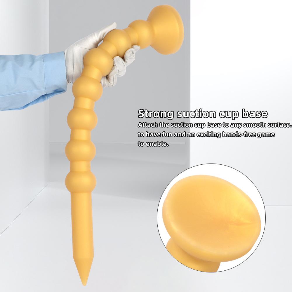 Soft Gold Silicone 7-Bead Anal Expander Dildo Anal Plug for Advanced Stimulation Fisting Masturbator BDSM