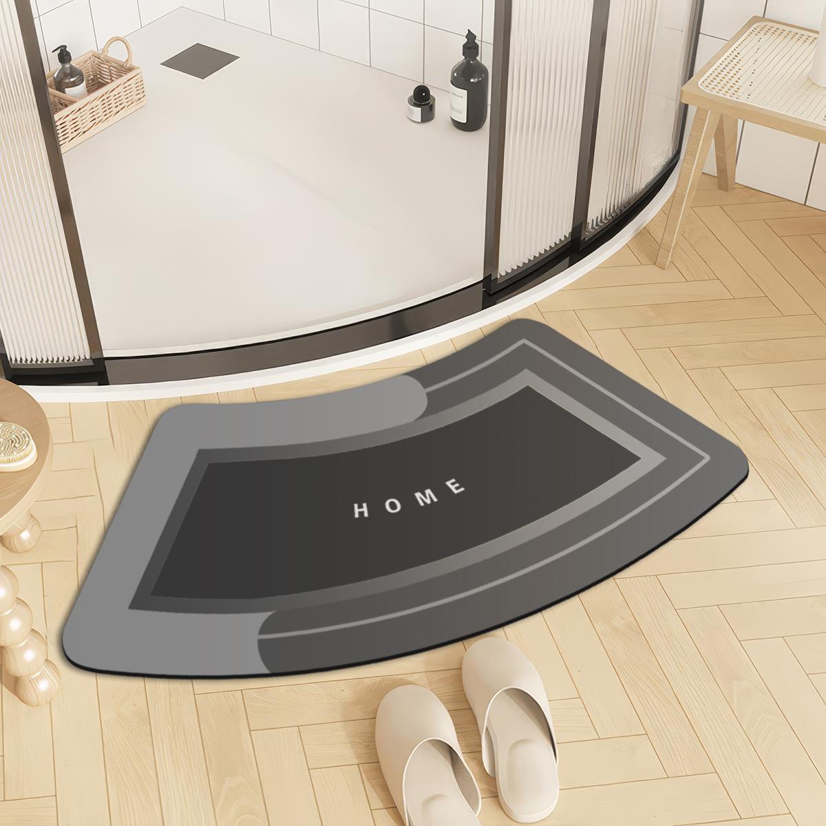 

Home bathroom anti-slip floor mat shower room door absorbent mat diatom mud foot mat simple fan-shaped door mat 40x100cm темно-серого