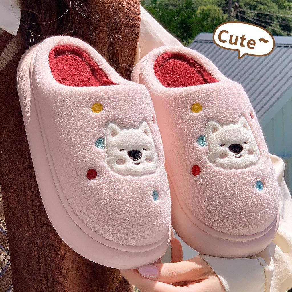Cute Plush Cotton Slippers Winter 2025 New Home Non-slip Soft Bottom Thick Bottom Couple Indoor Warm Slippers