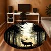 1pc Deer Forest Round Chair mat office Area Rug - Non-Slip, Floor Mat for Office, Bedroom, Ideal home decor gift c0112149