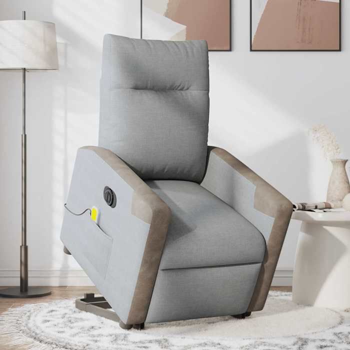 VidaXL Fauteuil inclinable de massage électrique Gris clair Tissu 3324105