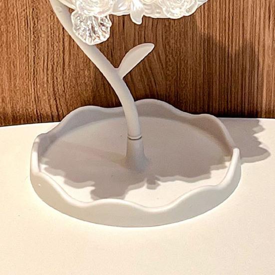 DIY Handmade Flower Desk Mirror with Storage Tray Rotatable Desktop Vanity Mirror Multi-purpose Women Makeup Table Mirror Jewelry Organizer