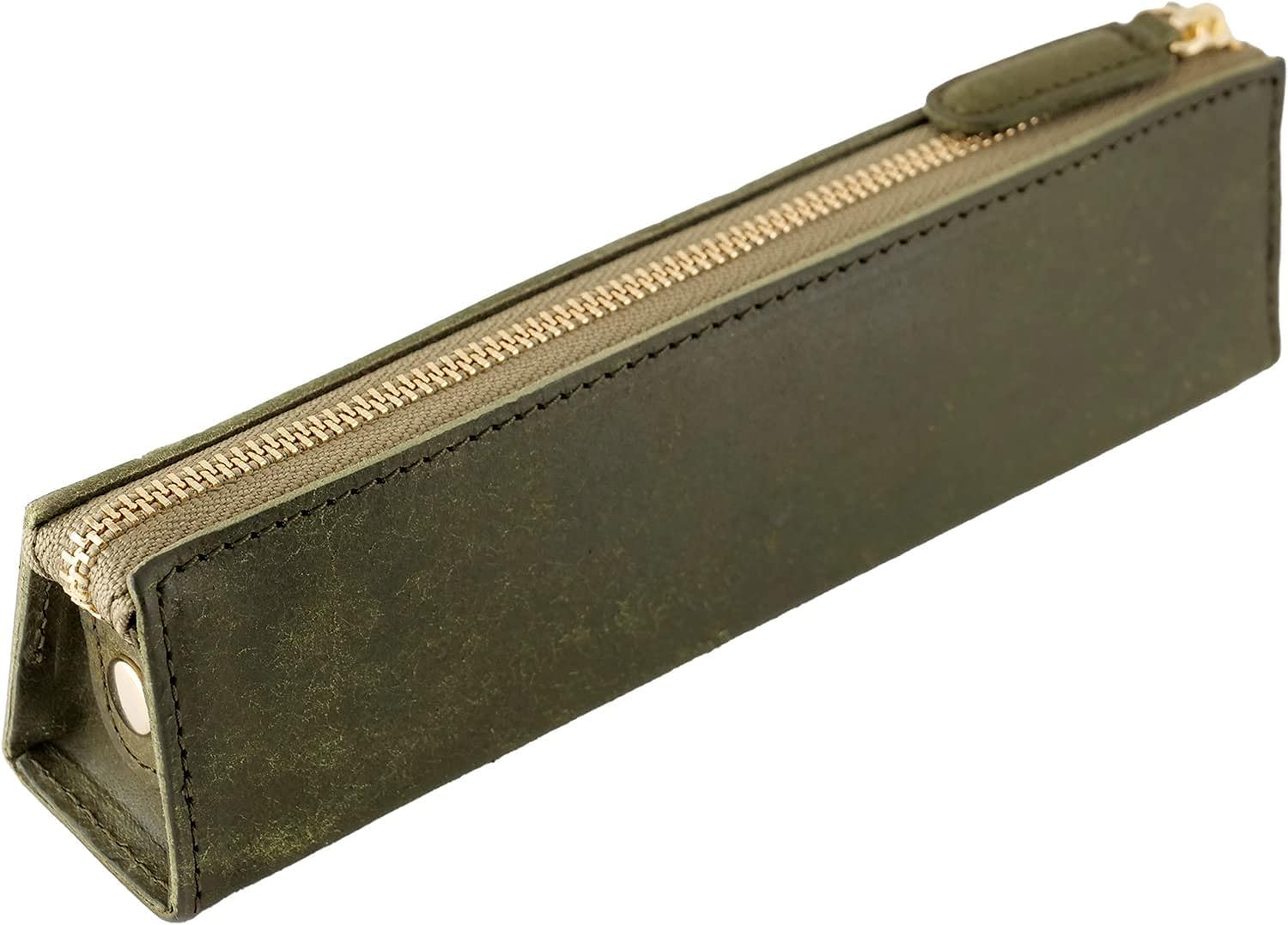 

Slip-On PB Zipper Pen Case, Medium, Oliver (Green), A-IPV-5801, Italian Leather, Slim, Simple Design