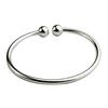 Women's Silver Plated Open Hand Cuff Bracelet Simple Beads Bangle