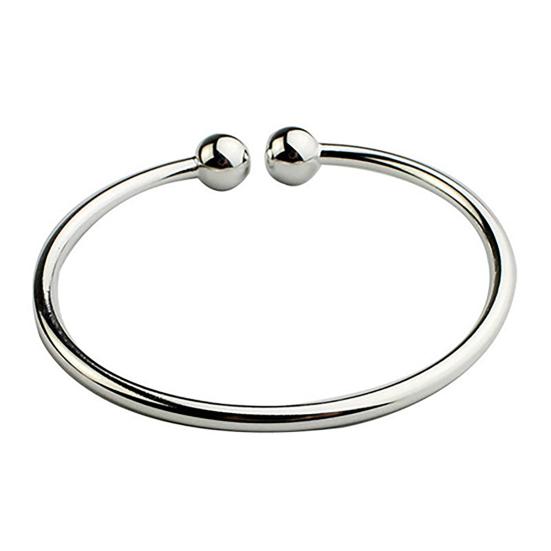 Women's Silver Plated Open Hand Cuff Bracelet Simple Beads Bangle