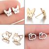 Rabbit Ear Stainless Steel Stud Earrings - Korean Design, Animal Style, Unique and Elegant Jewelry.