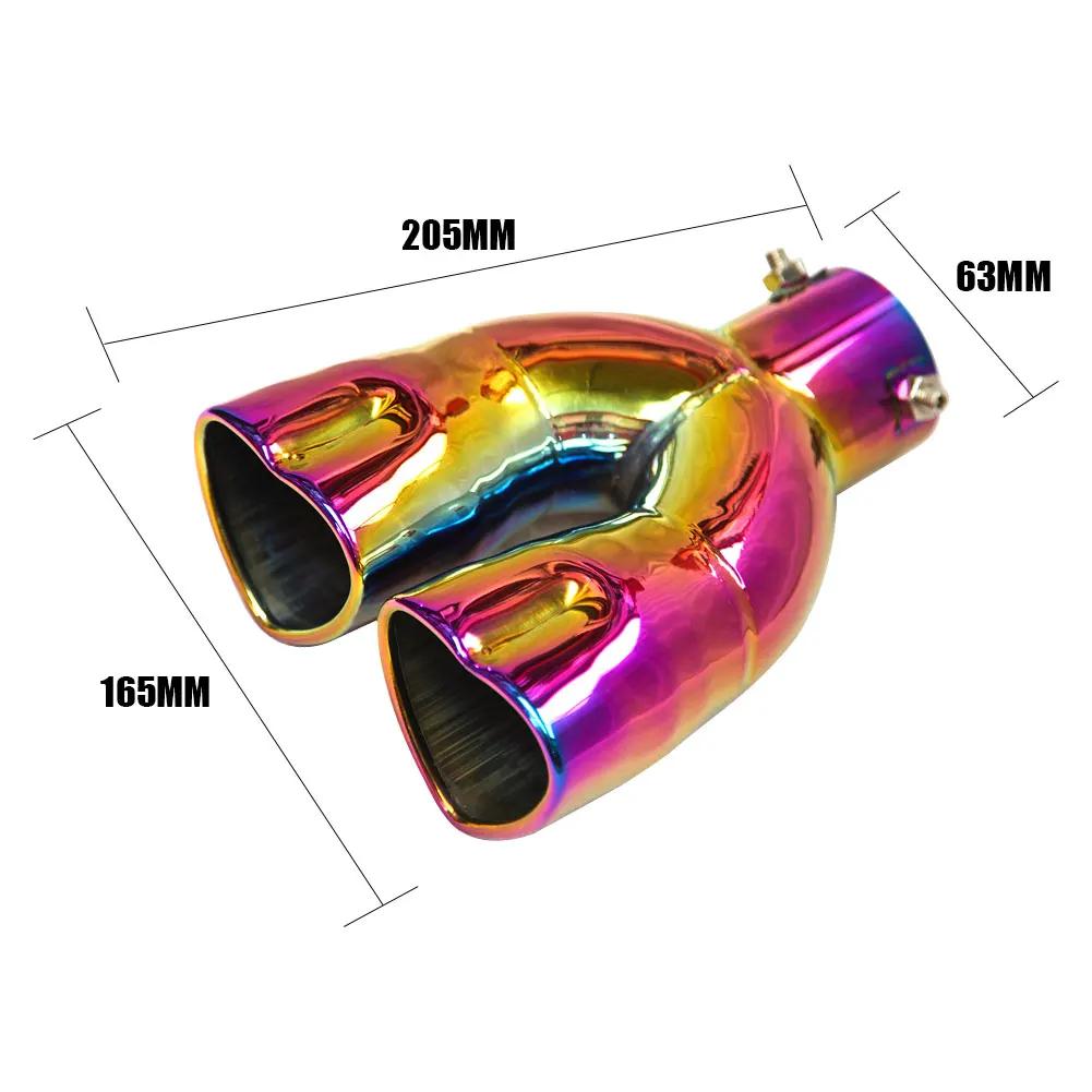 Ponta de Escape Dupla Aparafusada Aço Inoxidável Enrolado Extremidade Quadrada Uma em Duas Corte Duplo Inclinado Ponteira de Escapamento Silenciador Entrada de 3 polegadas