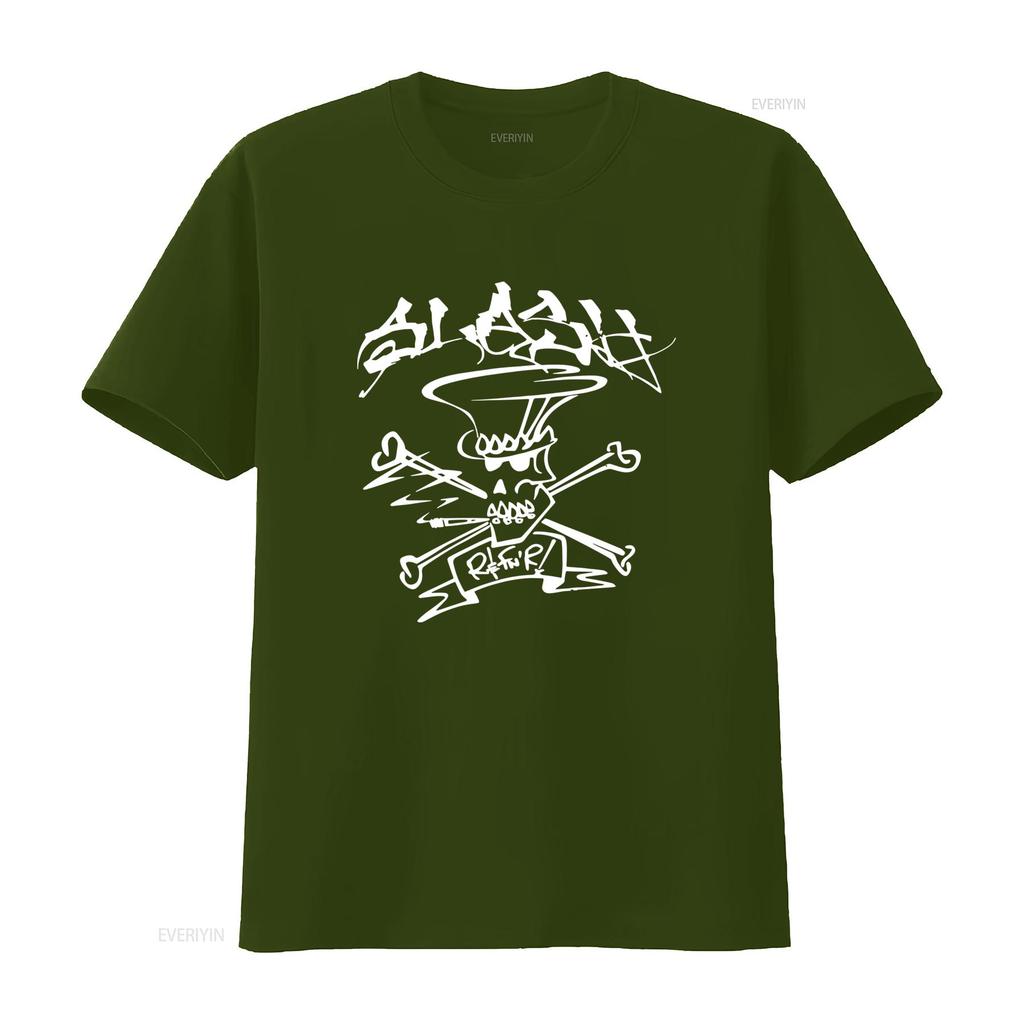 Slash Skull Crossbone Drawing R FNR Mens Heavy Metal Music Merch T Shirt Vintage Washed Casual Stretched Unisex Versatile