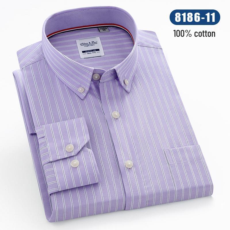 Men's Long Sleeve Striped Oxford Button-Down Shirt - New Color
