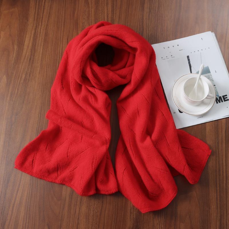 100%Wool Long Scarf For Women Winter Autumn Knitted Minimalist Larger Wrap Warm Soft Cashmere Pashmina Shawl Neck Warmer60x190cm