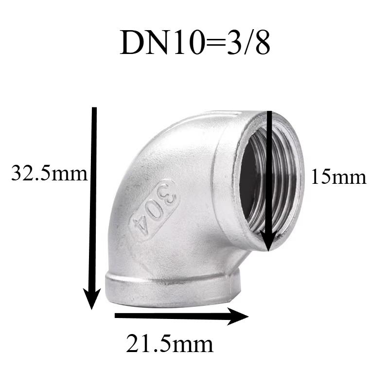 304 Edelstahl Innendraht Winkel Gewinde rechter Winkel 90 Grad Innengewindeanschluss Wasserrohrzubehör