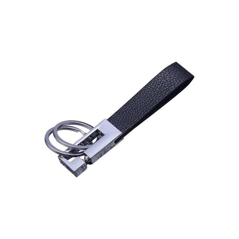 High-End Genuine Leather Men s Belt Clip Keychain with Laser Engraved Logo