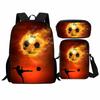 Trendy Popular flame football 3D Print 3pcs/Set pupil School Bags Laptop Daypack Backpack Inclined shoulder bag Pencil Case