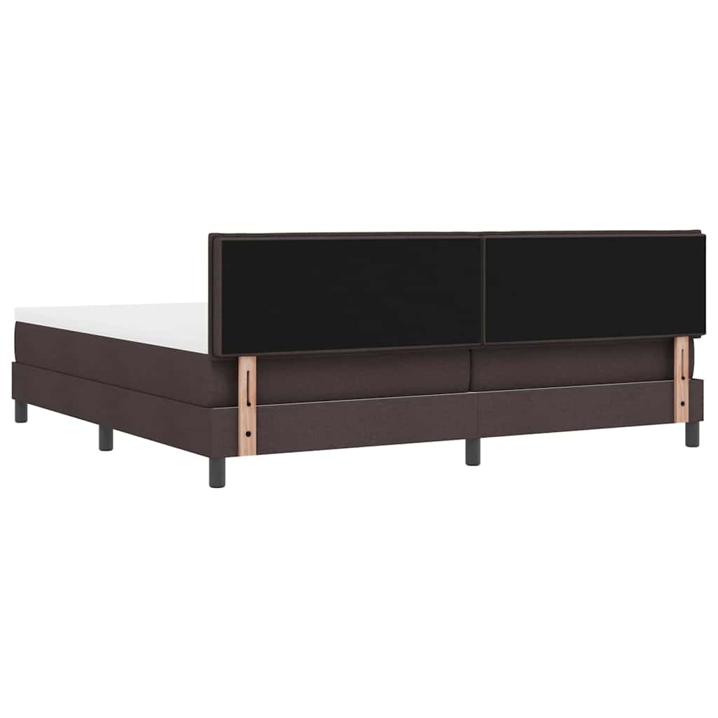 Box Spring Bed with Headboard Dark Brown 200 X 200 Cm Fabric