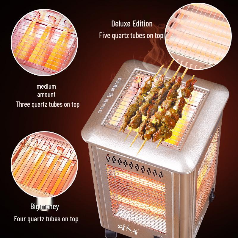 Compact Solar Electric BBQ Heater with Fan and Electric Oven Function