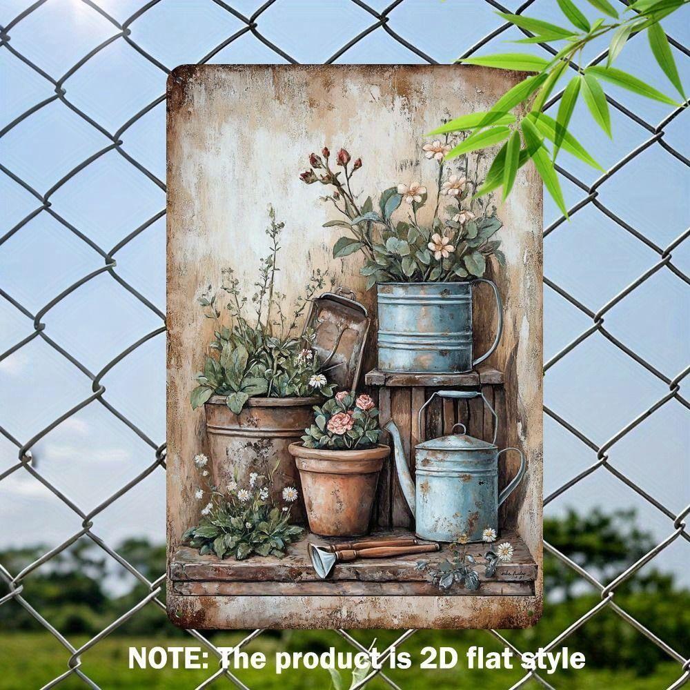 Vintage Metal Flower Wall Art Poster, 20x30cm Decorative Home Garden Sign