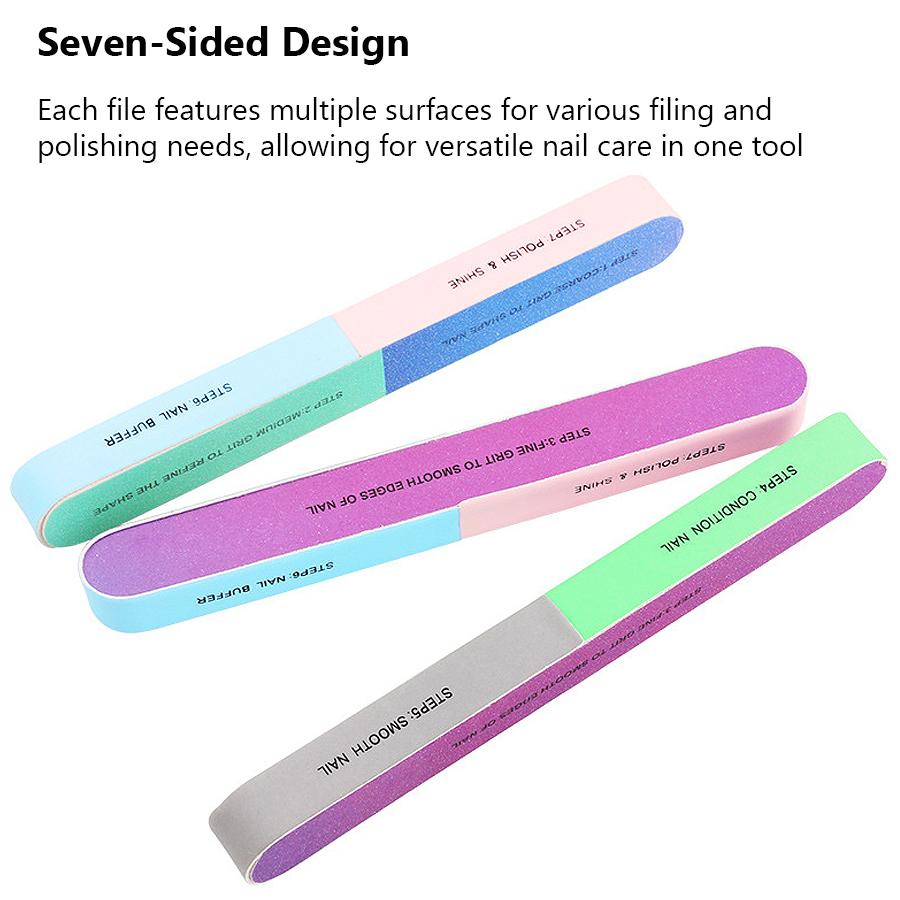 2 Pieces 7-Sided EVA Sponge Nail Buffers, Multicolor Foam Polishing Blocks for Manicure, Nail Care and Shaping