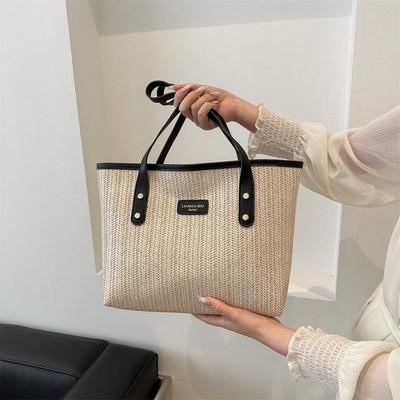 Straw Large-capacity Fashion Handbag 2025 Spring New Versatile Ins Shoulder Underarm Bag Tote Bag