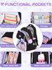 Three-piece Purple School Bag Set Casual with Pen Bag Students Schoolbag Durable with Lunch Bag Large Capacity Bow Backpack Book