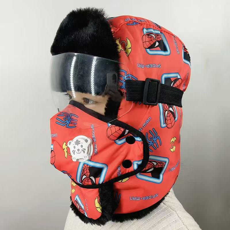 Kids' Velvet-Lined Winter Hat with Ear Protection - Windproof, Warm, and Perfect for Cycling