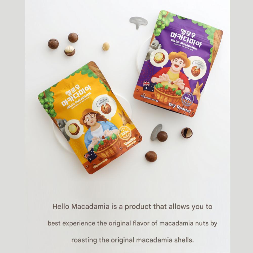 Hello Macadamia Australian Cut-Nut in Shell Vanilla, 115g, Shell Opener included