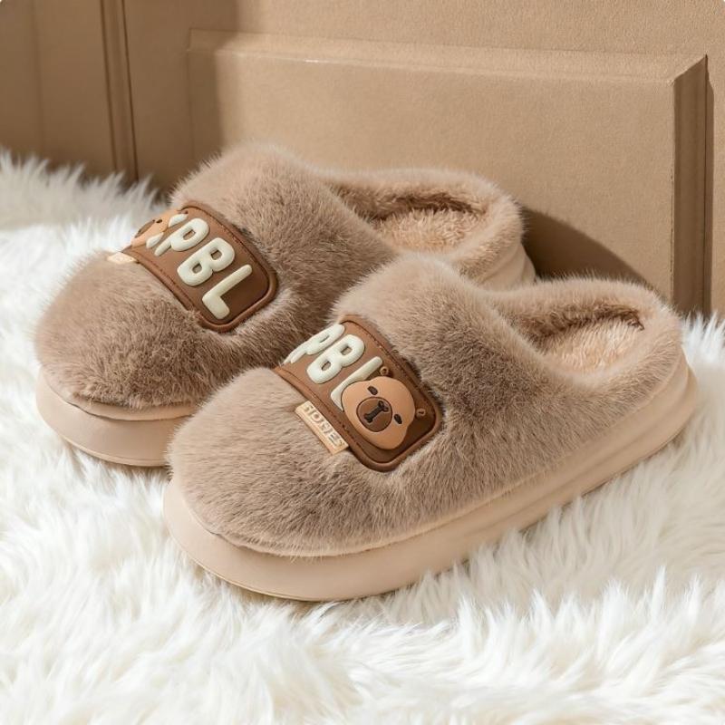 Cartoon New Cotton Slippers for Men and Women Fashion Thick-soled Plus Velvet To Keep Warm Autumn and Winter Cotton Slippers