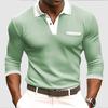 Stylish Long Sleeve Polo Shirt with Contrast Trim, Casual Daily Essential