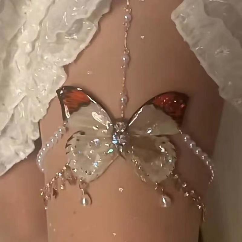 Super Fairy Pure Desire Butterfly Tassel Leg Chain Waist Chain, Mori Cold Sweet Cool Spice Girl High-value Versatile Body Jewelry