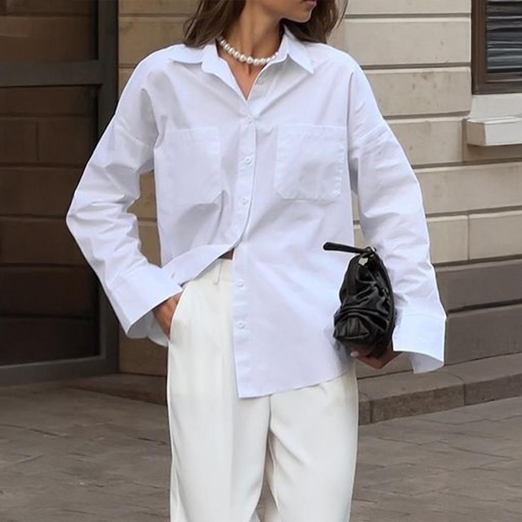 Elegant Button Solid Color Long Sleeve Cardigan Shirt Women 2025 Autumn Winter