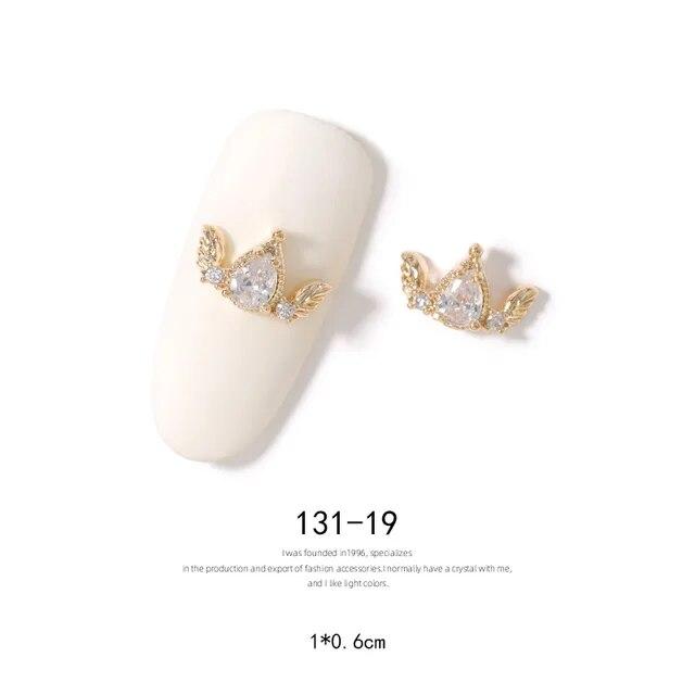 2pieces 3D Metal Zircon Nail Art Jewelry Japanese Nail Decorations Top Quality Zircon Crystal Manicure Zircon Diamond Charms