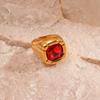 Stainless Steel Square Zircon Rings Zircon Exaggerated Ring  Gift for Girlfriend