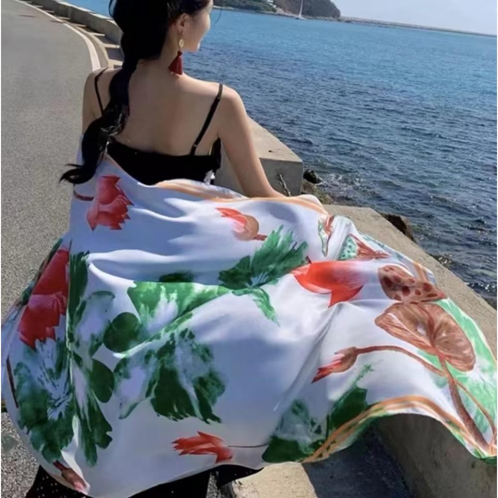 Chaka Salt Lake Great Northwest Tourism Ethnic Style Scarf Silk Scarf Women'S Summer Seaside Beach Shawl Sunscreen Thin