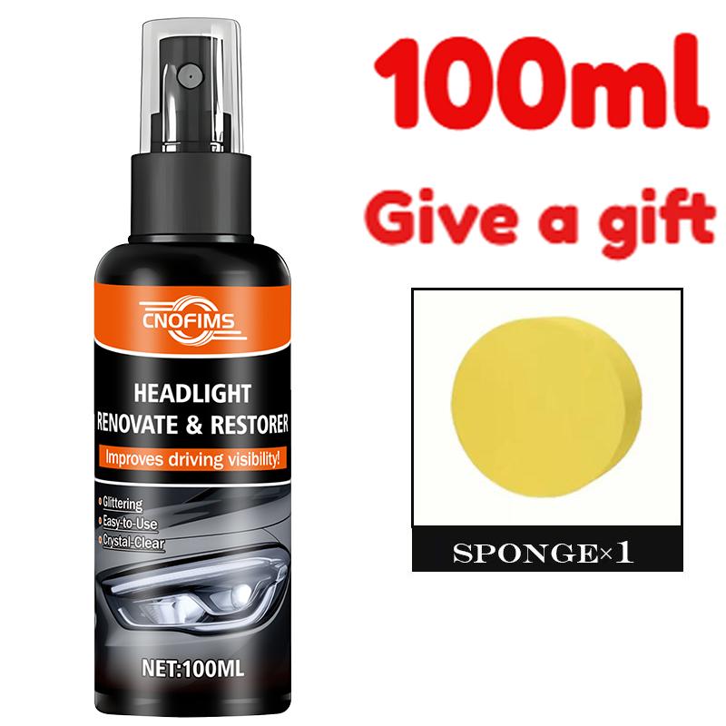 

Car headlight repair fluid and spray - quickly repairs yellowing, oxidation, blurring, and scratches, restores transparency and 100ml