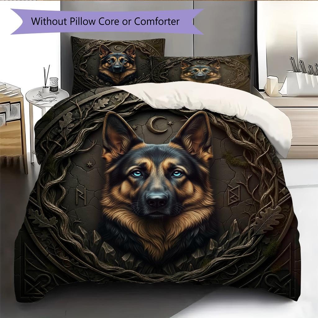 German Shepherd Pattern Bedding Home Decoration Birthday Gift (1 * Duvet Cover + 2 * Pillowcase, Without Core)