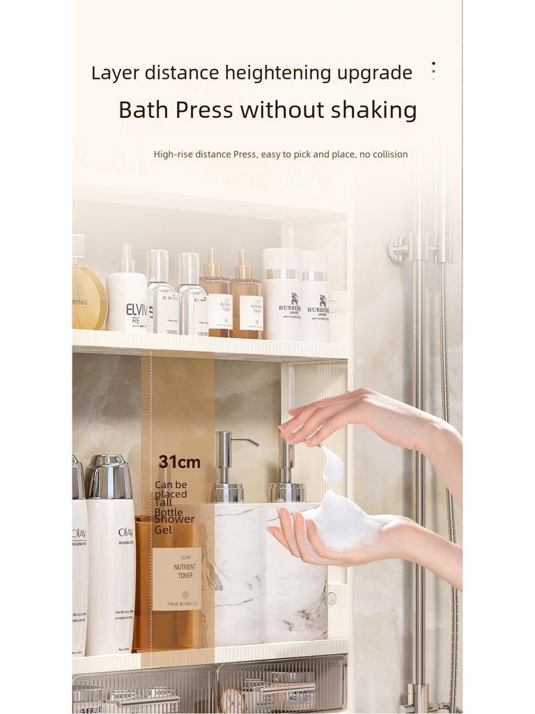 Wall-Mounted Multi-Layer Bathroom Rack for Storage and Organization