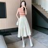 DIMANAF 2025 Plus Size New Spring Denim Skirts Women Clothing Fashion Loose Pleated Skirt High Waist Vintage