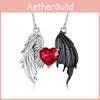 Pendant Feminine Heart Necklace With Angel Wing And Demon Design Daily For