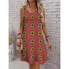 Abito da donna senza maniche con scollo rotondo e stampa a motivi geometrici, morbido, comodo e di taglia comoda