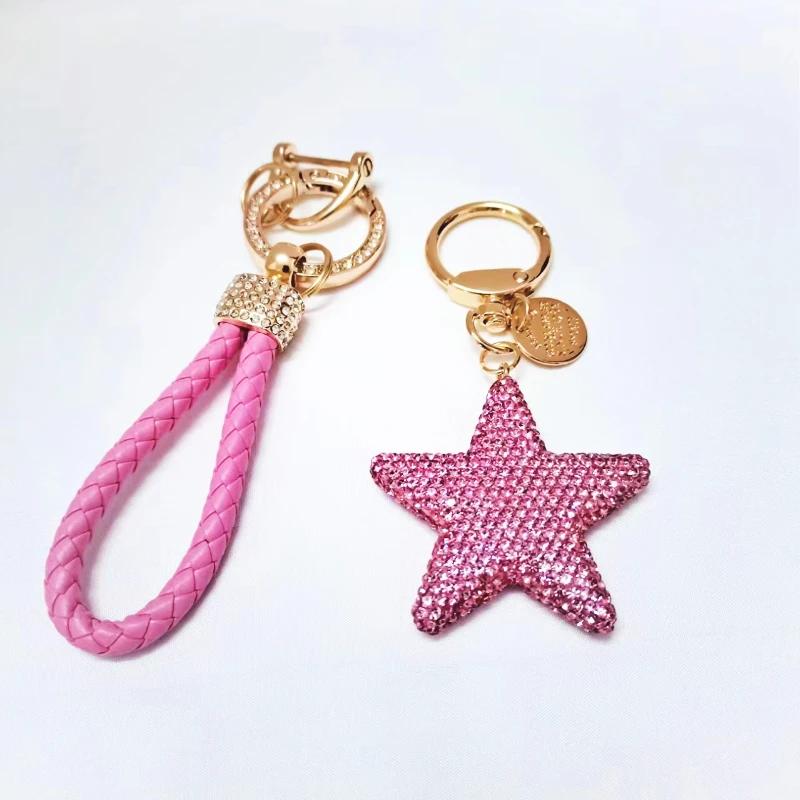 Car Keychain Full of Diamond Fawziya Star Keychain Valentine's Day Keychain Bag Pendant Bling Rhinestone Heart Charm for Women