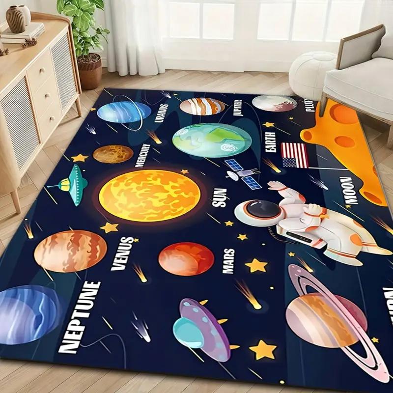 Alphabet, Universe Galaxies Carpet for Kid's Room Decor Kids Play Mat Nursery Living Room Rug Reading Area Rug Christmas Gift