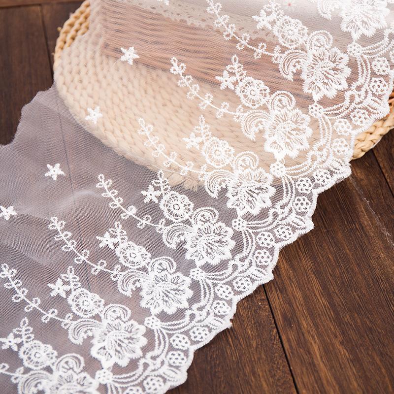 22/34/42cm Wide White Lace Ribbon For Weddng Dress DIY Crafts Sewing Fabric Trim Clothing Handmade Needlework Accessories 2yards