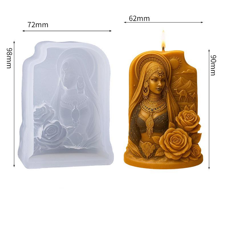 

Arabian Princess Candle Silicone Mold, 3D Rose & Camel Resin Casting Mold For DIY Candle Craft, Home Ornament