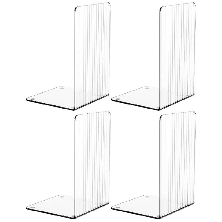 

4 Pcs Practical Bookends Clear Book End Acrylic Book Support Book Holders Stand Shelf Decorative Bookends for Students 1