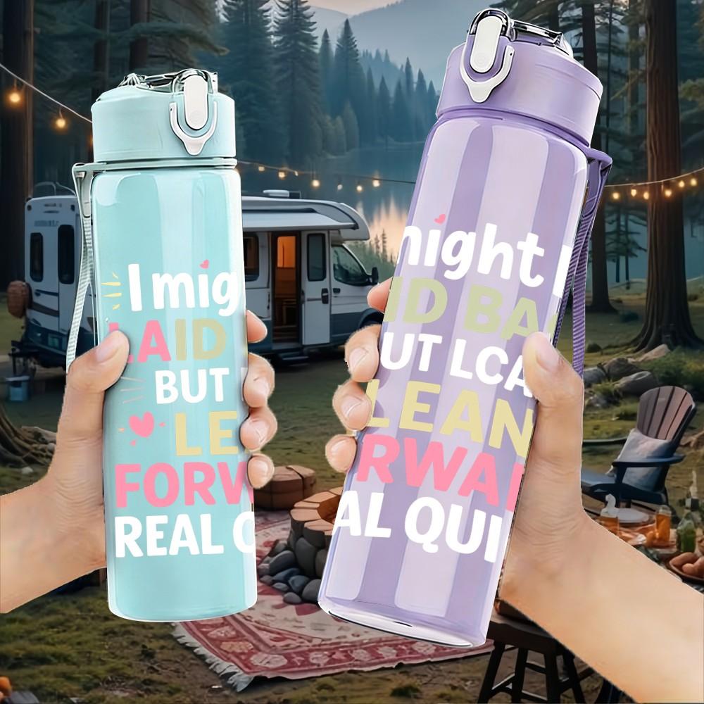 1PC Laid Back Lean Forward Floral 750ml Color Plastic Sports Water Bottle Leakproof Flip Straw Lid Suitable for Sports Office Home Use