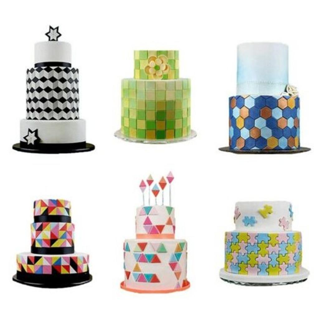 3Pcs/set Geometric Plastic Cutting Machine Fudge Biscuits Biscuits Cake Mold Diy Dessert Decoration Tool