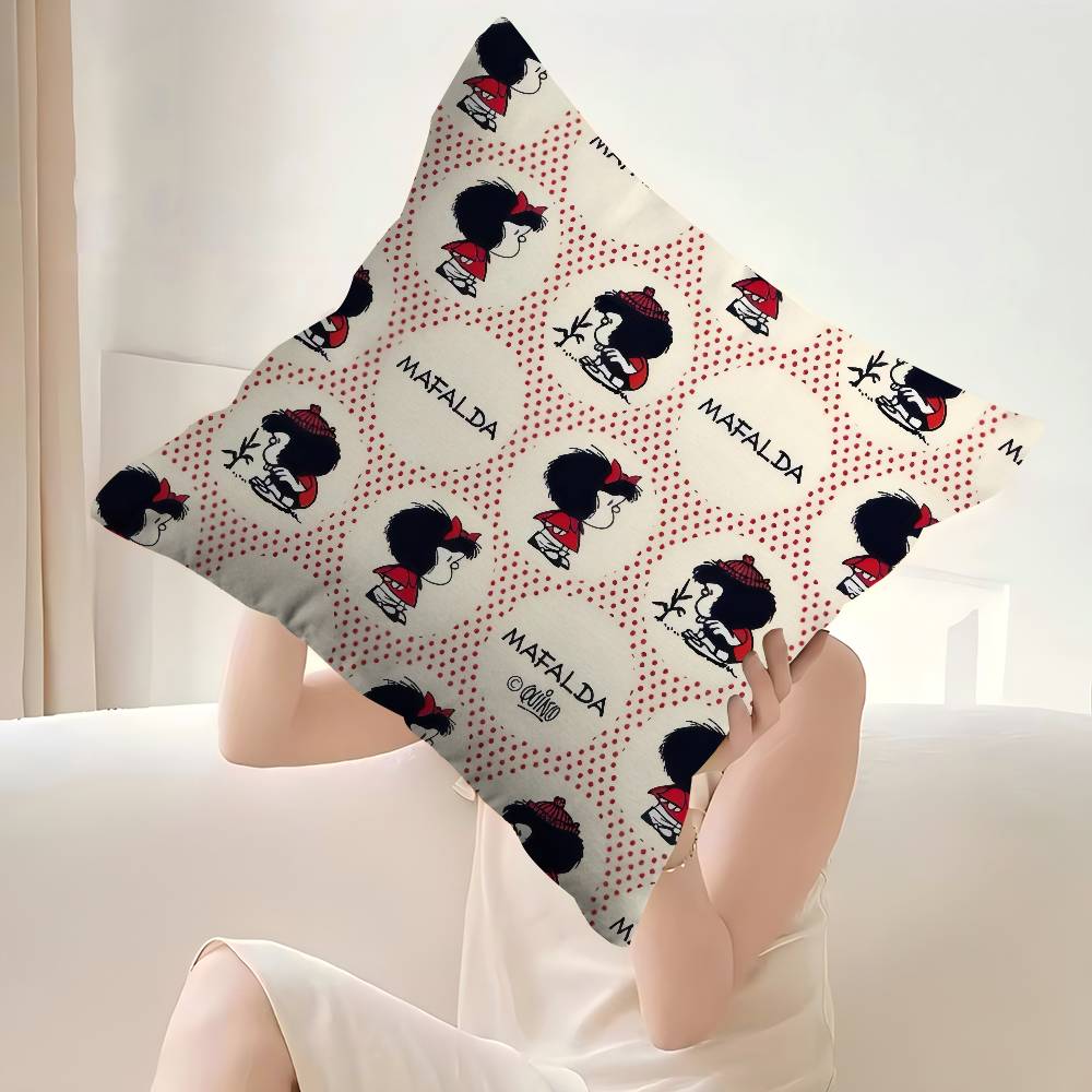 Cute Cartoon M-Mafalda   Pillow Cover for Bedroom Room and Living Room Sofa Decorative Cushion Cover