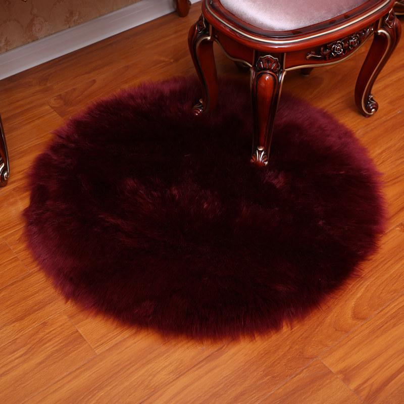 Modern Round Plush Faux Wool Carpet for Computer Chair, Hanging Chair, Bedroom, and Photography